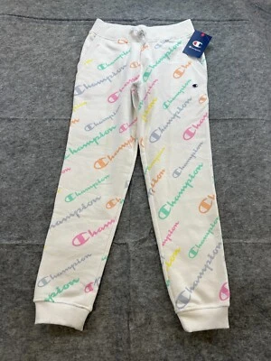 Pantalón de chándal Champion Girls con estampado integral de vellón blanco mediano Foto 1 de 4