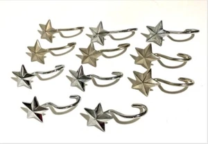 Star Shaped Anti-Rust Chrome Shower Curtain Hooks Set of 11 Shower Curtain Rings - Picture 1 of 3
