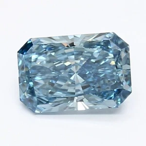 1.11 CT VS1 Clarity Vivid Blue Radiant Lab Grown Diamond for Engagement Ring - Picture 1 of 2
