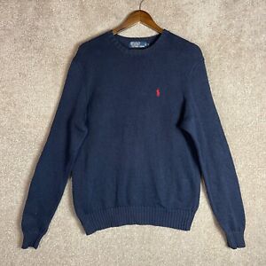 Polo Ralph Lauren Sweater Mens Medium M Black Crewneck Pullover Embroidered Knit