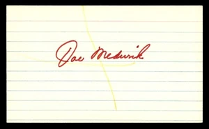 Joe Medwick Index Card Auto Autograph *5 - Picture 1 of 2