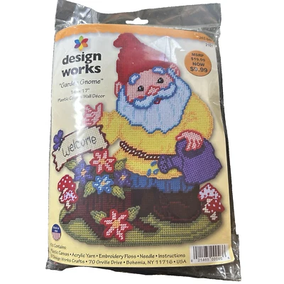 Design Works Plastic Canvas Wall Decor "Garden Gnome" 2151 Flowers Welcome - Image 1 of 4