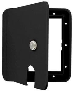 RV Black Electric Cable Hatch Rectangle Big Power Cord Door Lock Key 30/50 AMP - Bild 1 von 1