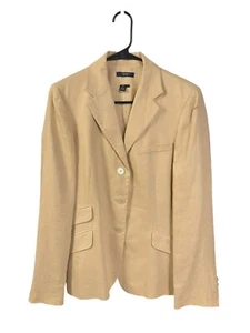 CHAPS Timeless Soft Beige Single Breasted 3 Button Linen Blazer - Picture 1 of 2