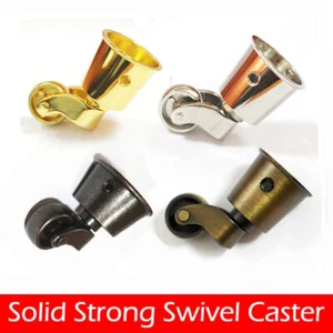 Solid Brass Round Cup Furniture Caster with 1" Wheel in Antique Brass Finish New - Picture 1 of 17