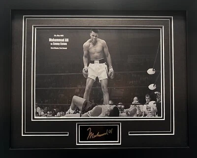 Framed Muhammad Ali Laser Engraved Signature Boxing Legend Photo - Image 1 of 2
