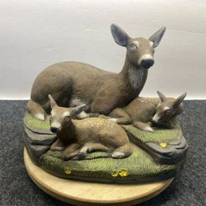 Vintage Homco Porcelain Deer & Fawns Figurine Hand-Painted Wildlife Decor - Picture 1 of 4