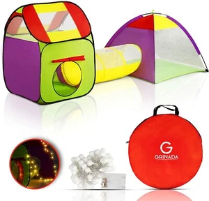 Tenda Per Bambini Con Tunnel Da Interno Esterno Cameretta Gioco Casetta Capanna - Picture 1 of 14