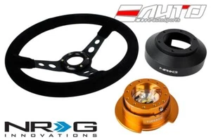 NRG 350mm 3" Deep Steering Wheel Suede Black St 141H Hub Gen2.5 RG Quick Release - Picture 1 of 5