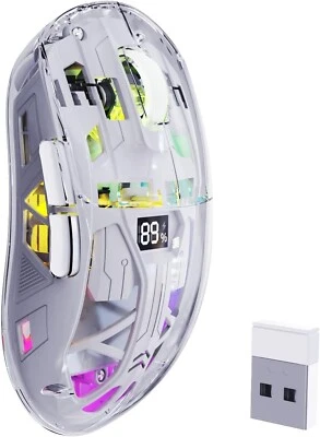 Mouse silencioso FREEWOLF A2 inalámbrico transparente para juegos modo dual BT 5.0/2.4G Foto 1 de 4