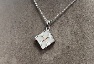 Medaglione ottagonale Clogau argento gallese e oro rosa 9 ct camera di osservazione (22") raro - Foto 1 di 5