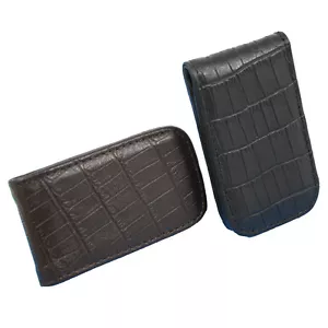 Genuine Leather Croc Pattern Embossed Magnetic Money Clip - Picture 1 of 4