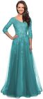Miao Duo Women's Floral Lace Appliques 3/4 Sleeve Mother of The Bride Dresses Lo
