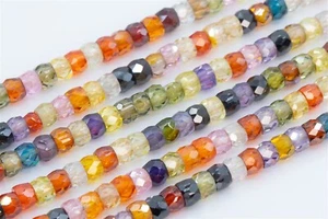 Cuentas sueltas rondelle facetadas de circonita cúbica multicolor de 3x2 mm 14,5" - Imagen 1 de 3