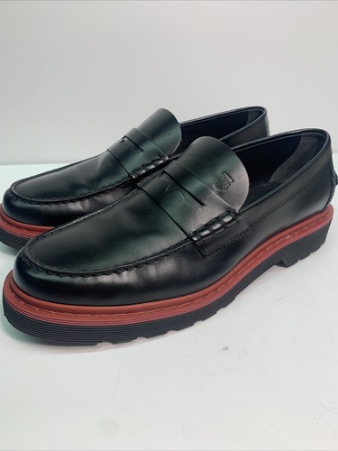 TOD’S Carrarmato Mocassino Penny in pelle nero da uomo 9 5 taglia USA 11 EU 44