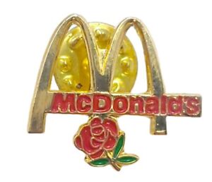 McDonald's Golden Arches Logo Pin Red Enamel Rose Employee Promo 