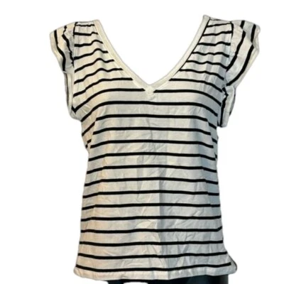 Eye Candy Striped Shirt White Women Size Medium - Image 1 of 4