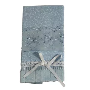 Dohler Embellished Hand Towel Lace Ribbon Pale Blue Decorative 19.5" X 12.5" - Picture 1 of 9