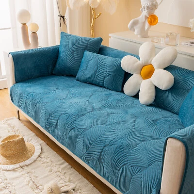Plush Quilted Sofa Slipcover Sectional Couch Cover Anti Scratch for Pets Kids - Image 1 of 4