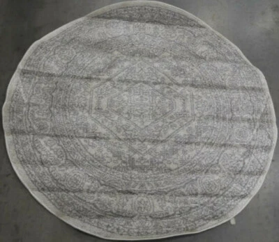 IVORY / SILVER 4' X 4' Stained Rug Reduced Price 1172609560 ADR108B-4R - Image 1 of 4