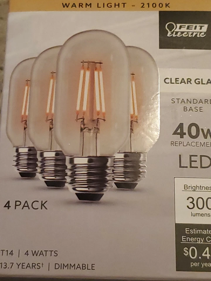 Feit Electric Clear Glass LED - 40 Watts - 300 Lumens - 4 Pack D9 - Image 1 of 1
