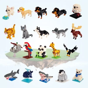 Mini Building Blocks 3D Animal Diamond Model Micro Brick Dog Cat Bird Moose Wolf - Picture 1 of 51