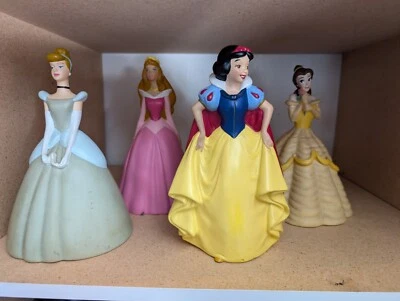 Vintage Disney Princess Coin Bank Vinyl Figures Snow White Bell Cinderella  - Image 1 of 4