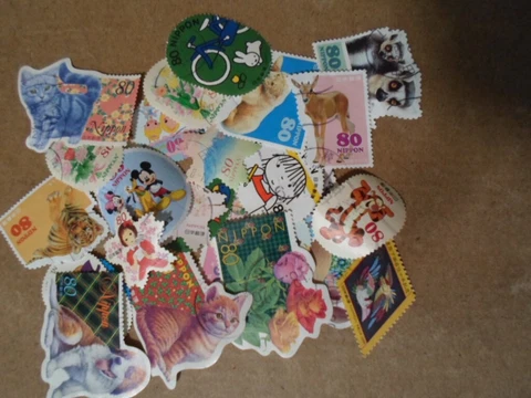 Collection lot 30 different shaped stamps of Japan Cover