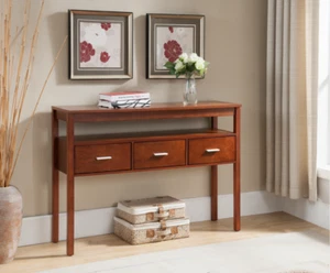 Kings Brand Furniture - Wood Console Entryway Table with 3 Drawers, Walnut - Picture 1 of 4