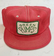 Vintage GREEN PUMPS Snapback Trucker Hat Patch Cap.K Brand Made in USA