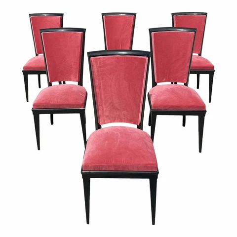 Fine Classic Set of 6 French Art Deco Dining Chairs 1940s Cover