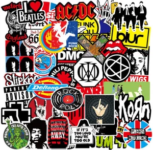 100 Rock Stickers Lot Heavy Metal Punk Band Music Guitar Car Decals Skateboard - Picture 1 of 10