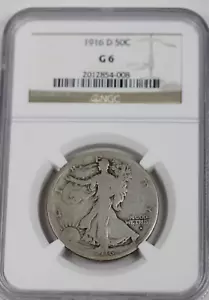 1916-D Walking Liberty Half Dollar : NGC G6 - Picture 1 of 4