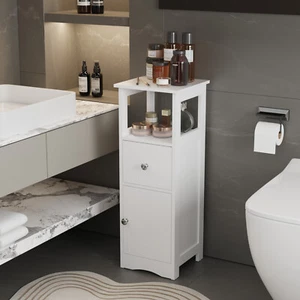 Ufurniture Bathroom Floor Cabinets Narrow Toilet Cabinet Cupboard Storage Unit - Picture 1 of 7