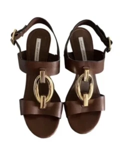 Diane Von Furstenberg Padme Oval Link Zigzag Heel Sandal 9 - Picture 1 of 5