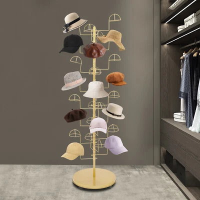 Metal Hats Display Stand Freestanding Hat Rack Hat Storage Stand With 30 Hooks - Image 1 of 4