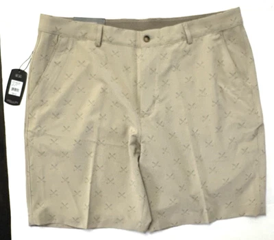 Pantalones Cortos de Golf Greg Norman Performance Elastizados Talla 38 Tostados con Diseño de Palos de Golf Foto 1 de 2