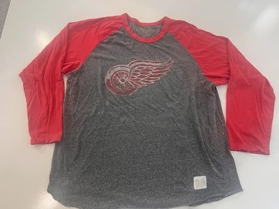 Camiseta raglán de manga larga gris talla 2XL de la NHL Detroit Red Wings para hombre Foto 1 de 3