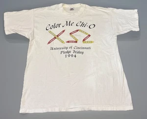 Camiseta vintage 1994 Chi Omega University Cincinnati Frat Sorority Greek Life XL - Imagen 1 de 5