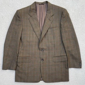 Blazer de lana a cuadros Canali pata de gallo abrigo deportivo traje chaqueta marrón para hombre 40R - Imagen 1 de 12