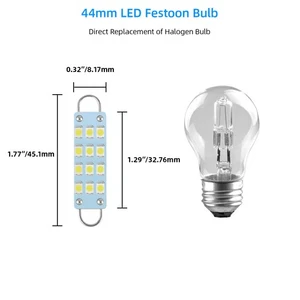 4Pcs 3528 Bulbs 44mm Bright White LED Bulb 12 SMD 3528 Chipsets Rigid Loop FaWdi - Picture 1 of 6