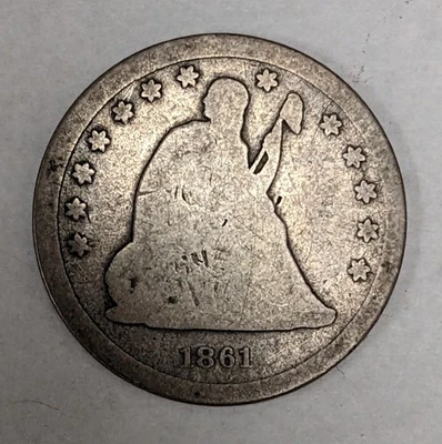 1861 P Seated Liberty Silver Quarter - Image 1 of 3