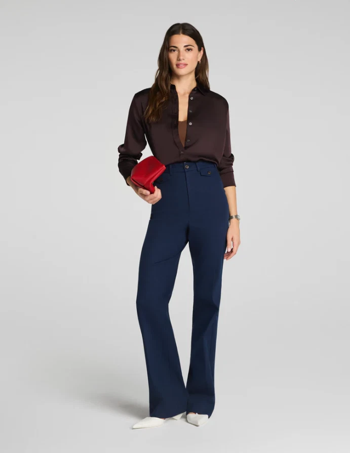 HOT SELLING SPANXsupersmooth™ Stretch Twill Easy Flare Pant, Timeless Navy - Image 1 of 1
