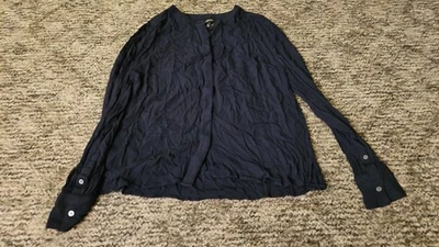 Camisa para mujer XS Banana Republic Top abotonada lino trabajo negocios informal azul marino  Foto 1 de 4