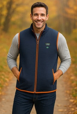 LL Bean Airlight Vest Mens Large Full Zip Stretch Lightweight Navy Blue 513274 - Image 1 of 4