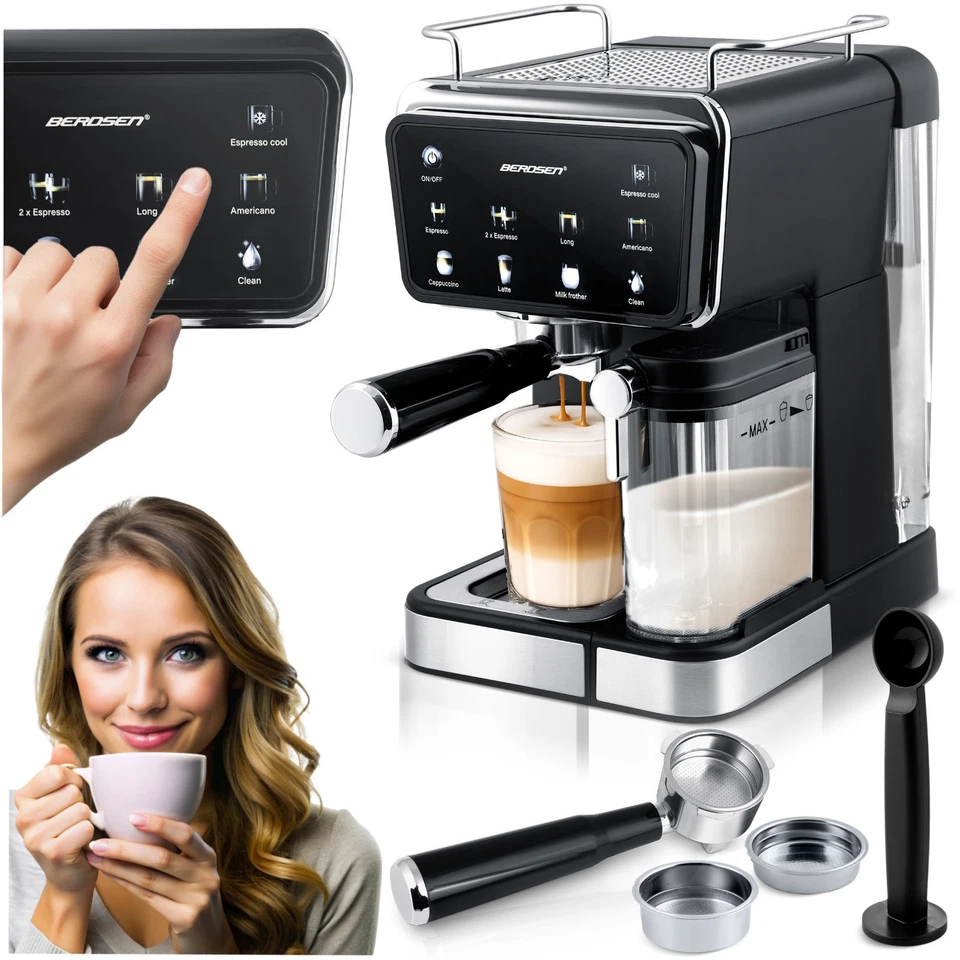 BERDSEN Siebträgermaschine Kaffeemaschine 20 Bar Siebträger Cappuccinomaschine - Bild 1 von 4