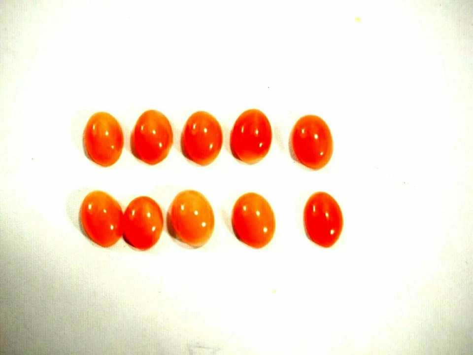 Vintage Natural Pink Coral cabochons 5 x 7mm Salmon color No treatment - Image 1 of 4