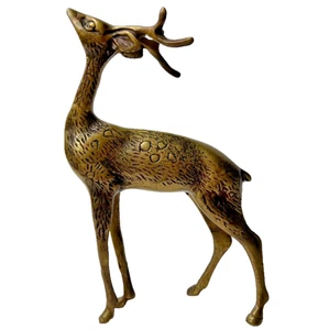 Vintage Bronze-Brass Solid Heavy Collectible Reindeer deer Stag - Picture 1 of 14