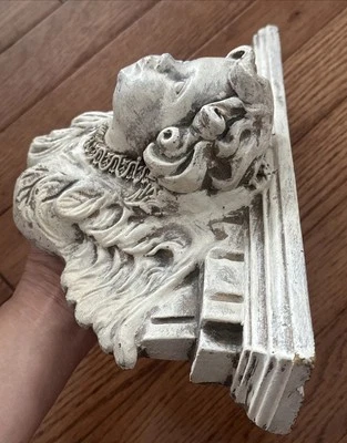 Vintage Angel Cherub Putti Hanging Wall Sconce Architectural Shelf 12-5/8” Long - Image 1 of 4