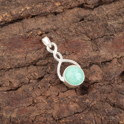 Colgante de joyería de plata de ley 925 hecho a mano con piedras preciosas de amazonita regalo por amor Foto 1 de 3